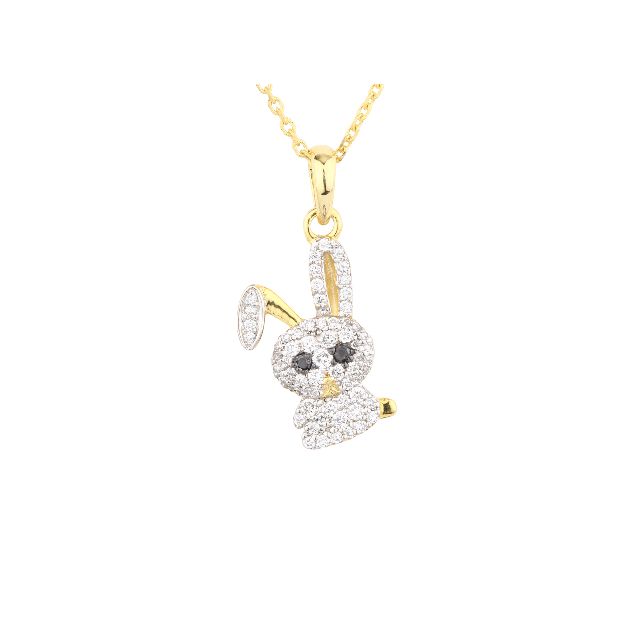 Gold and silver bunny pendant necklace 